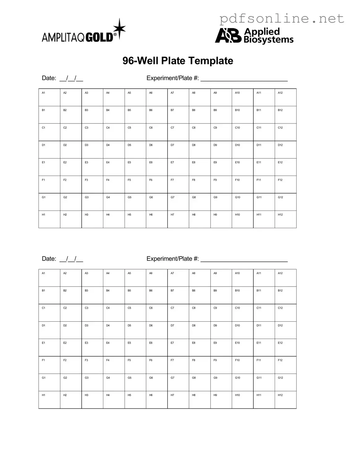 Free 96 Well PDF Form