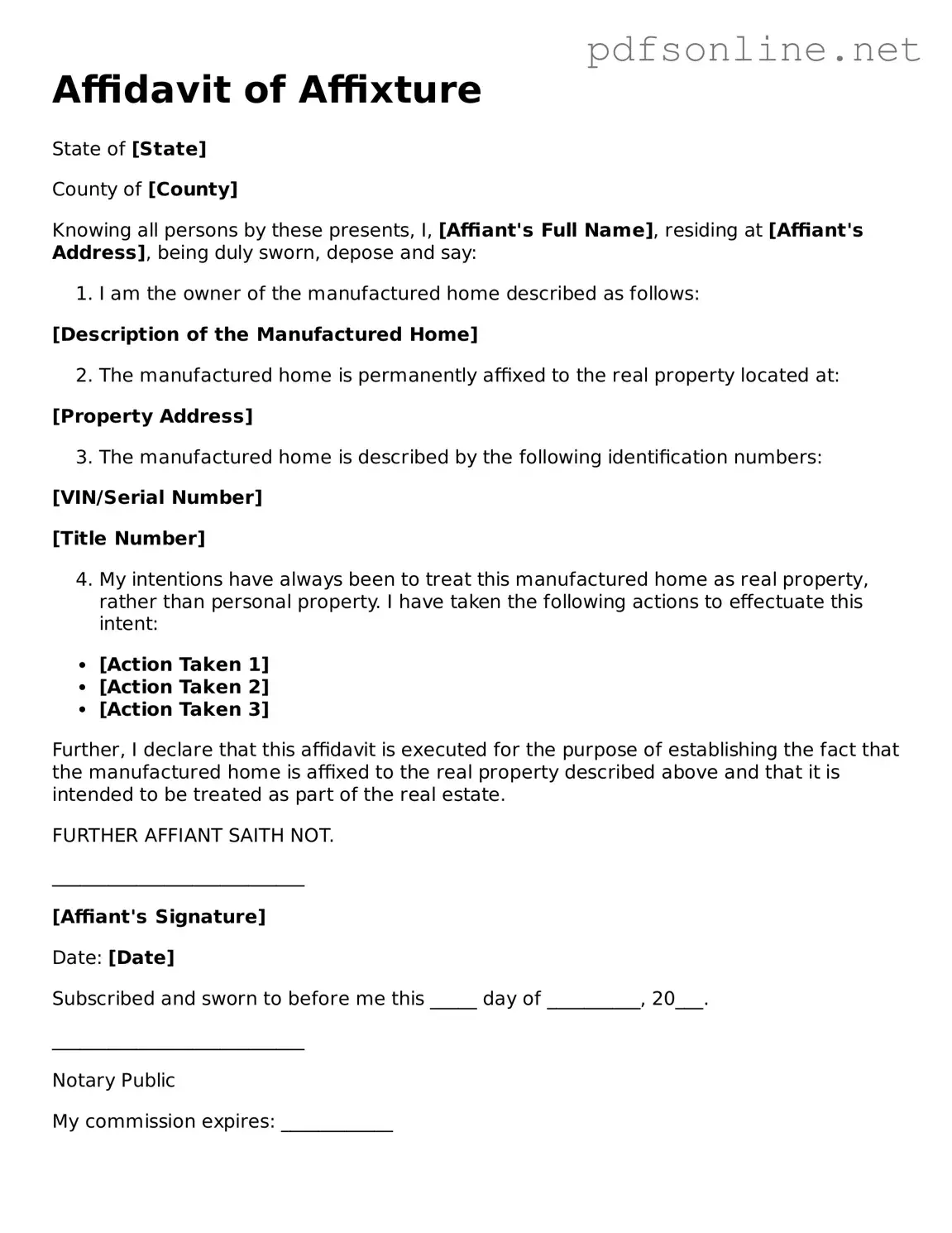 Attorney-Approved Affidavit of Affixture Form