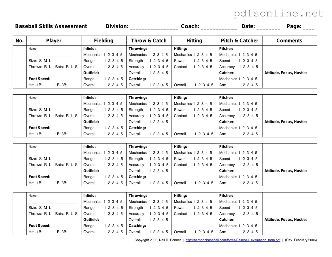 Free Baseball Assessment PDF Form