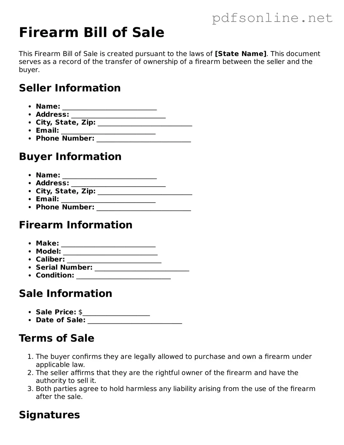 Attorney-Approved Firearm Bill of Sale Form