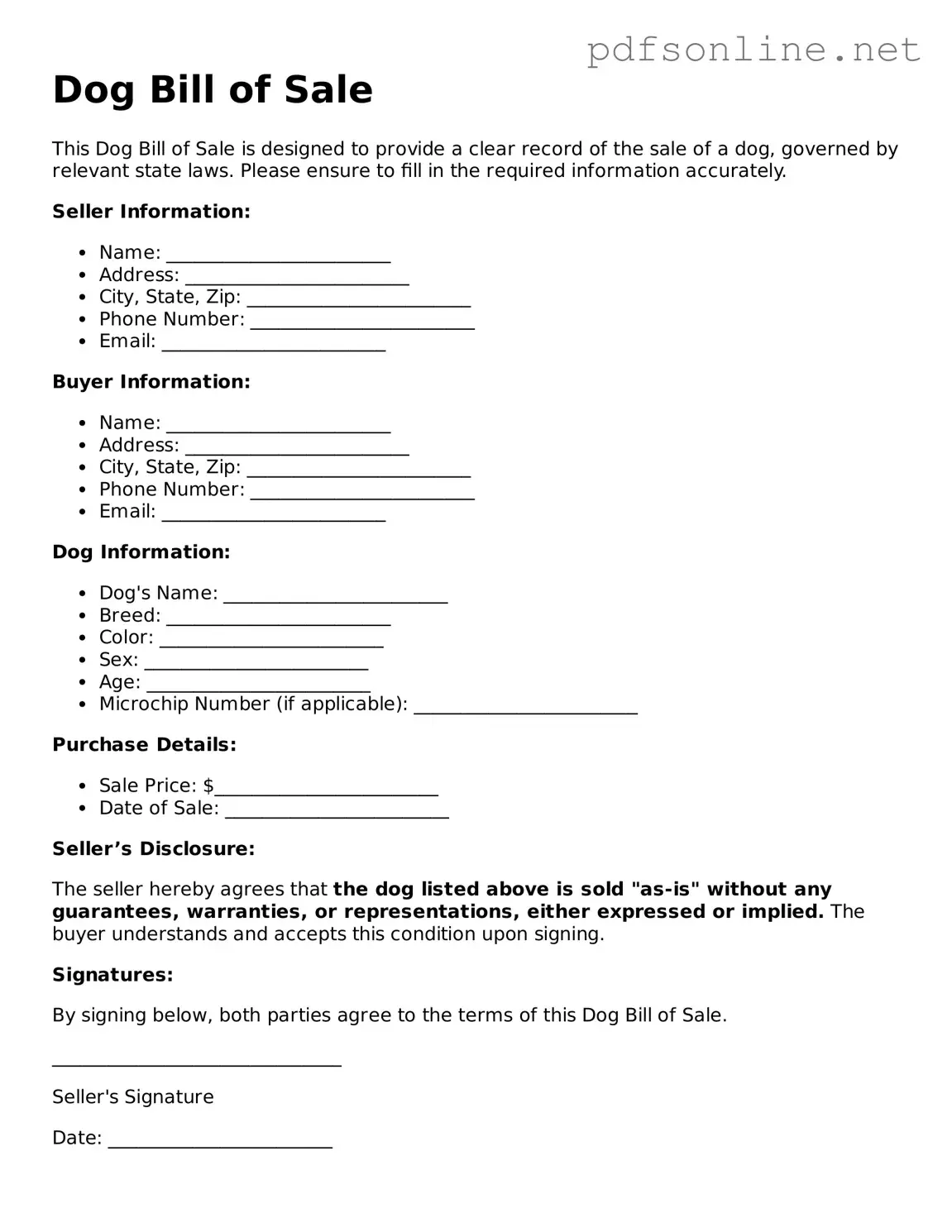 Attorney-Approved Dog Bill of Sale Form