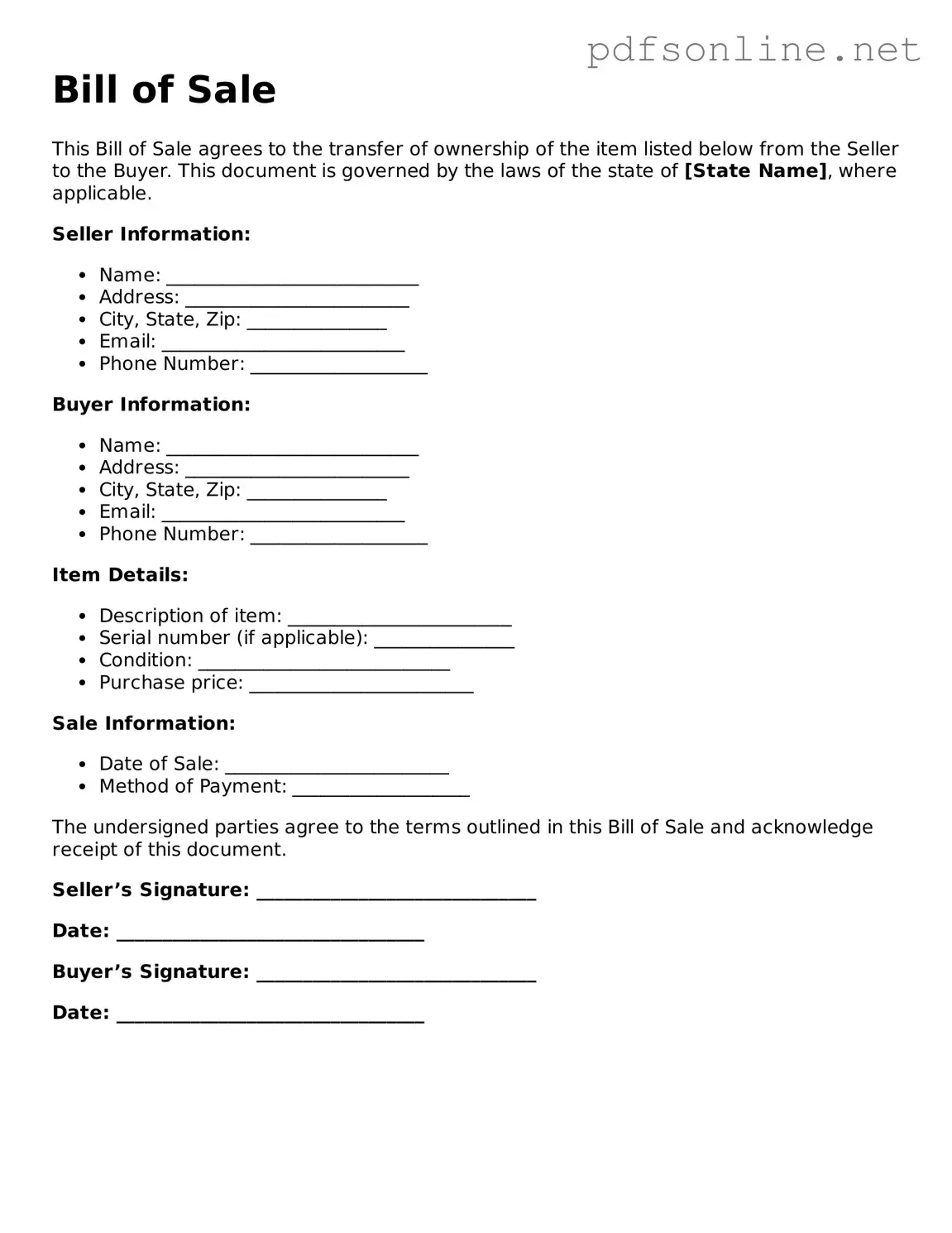 Attorney-Approved Bill of Sale Form
