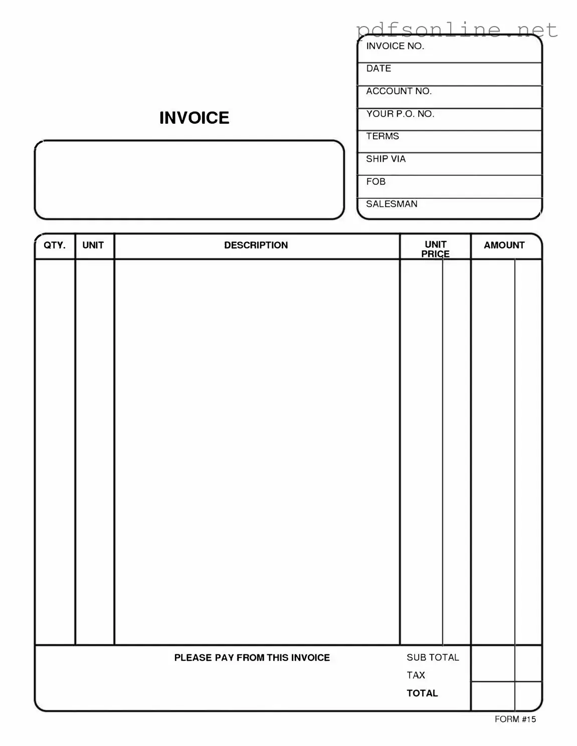 Free Free And Invoice Pdf PDF Form