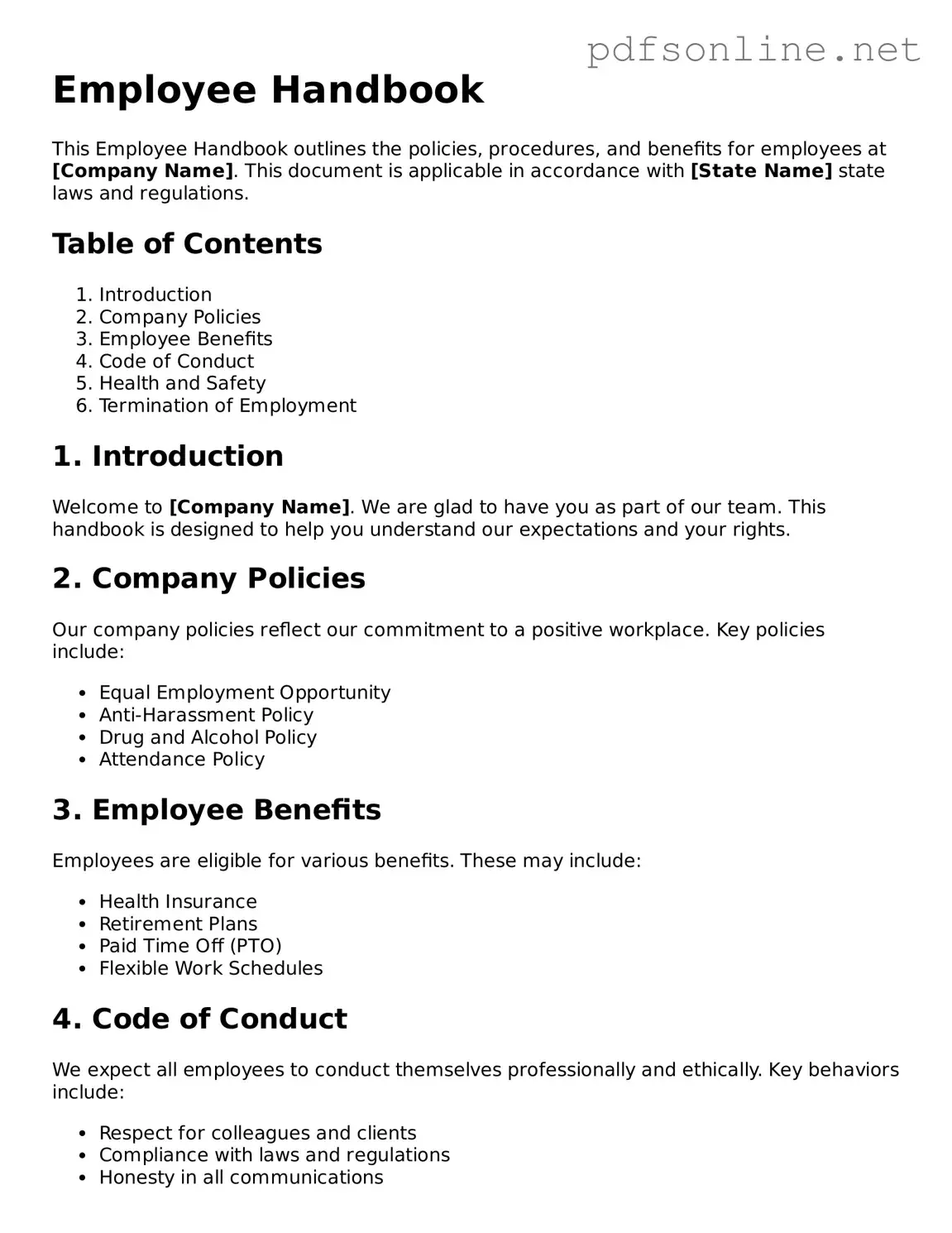 Attorney-Approved Employee Handbook Form