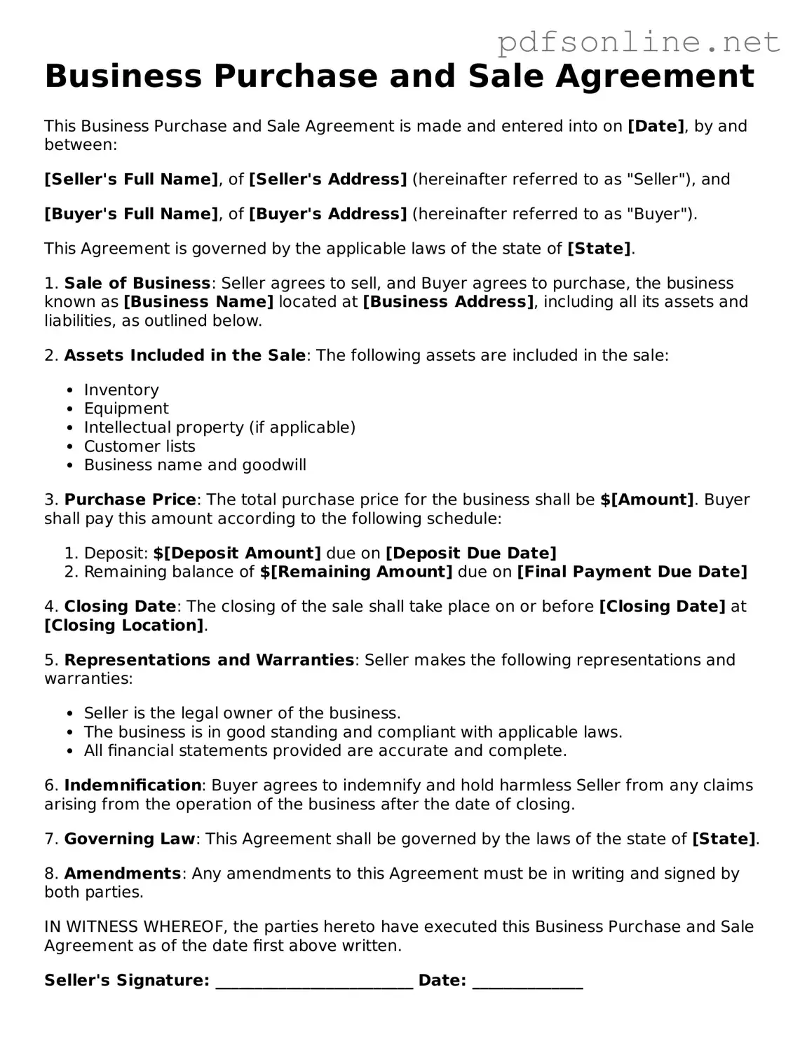Attorney-Approved Business Purchase and Sale Agreement Form