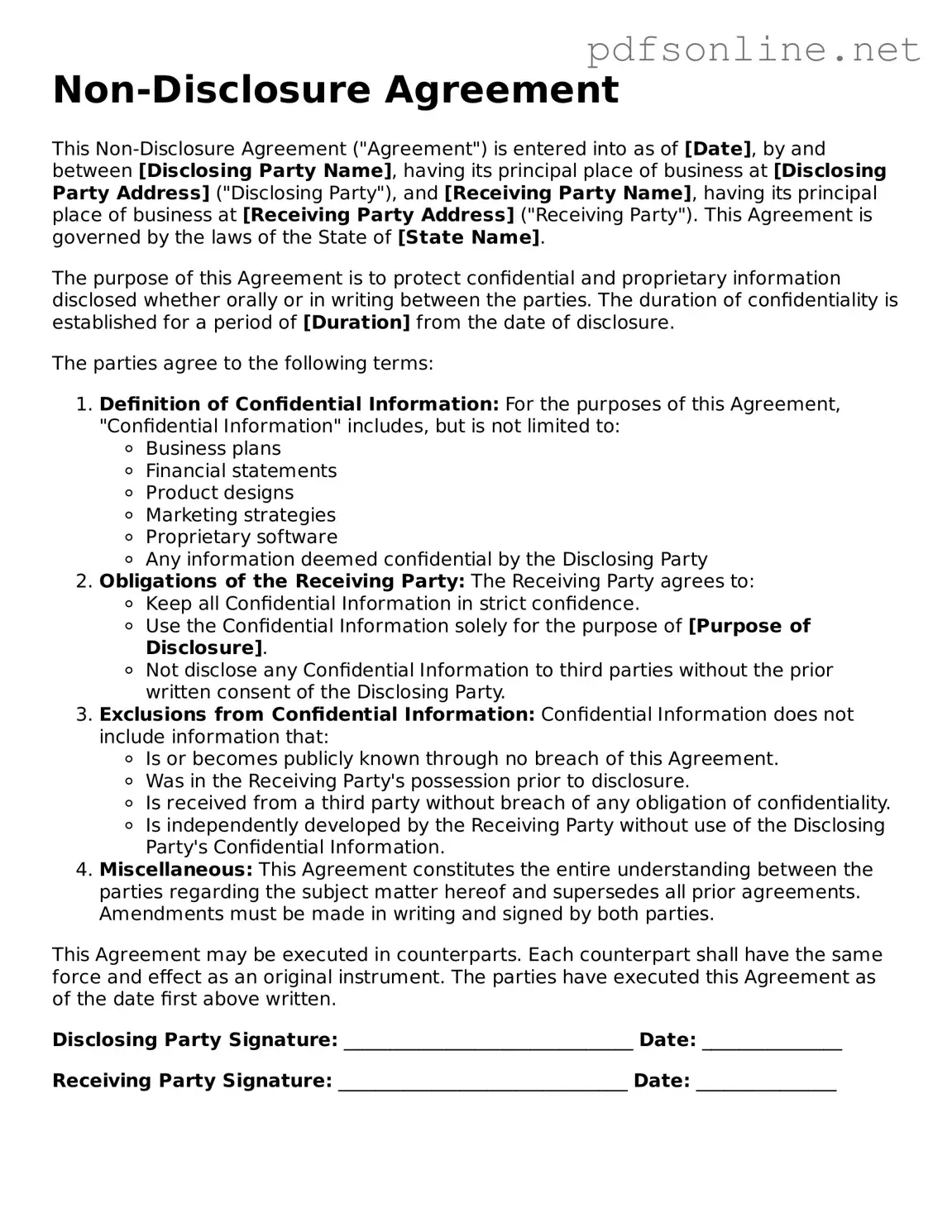 Attorney-Approved Non-disclosure Agreement Form