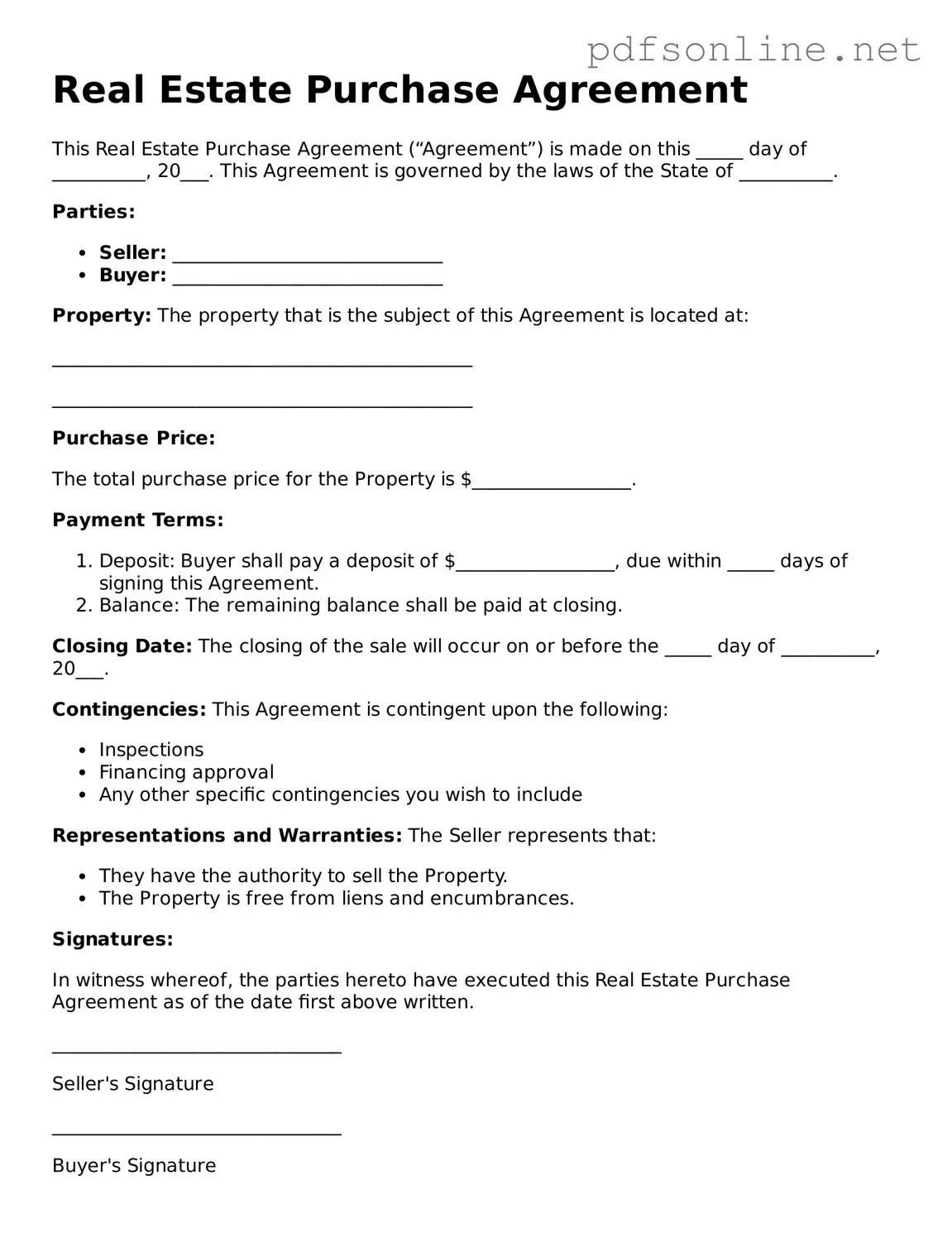 Attorney-Approved Real Estate Purchase Agreement Form