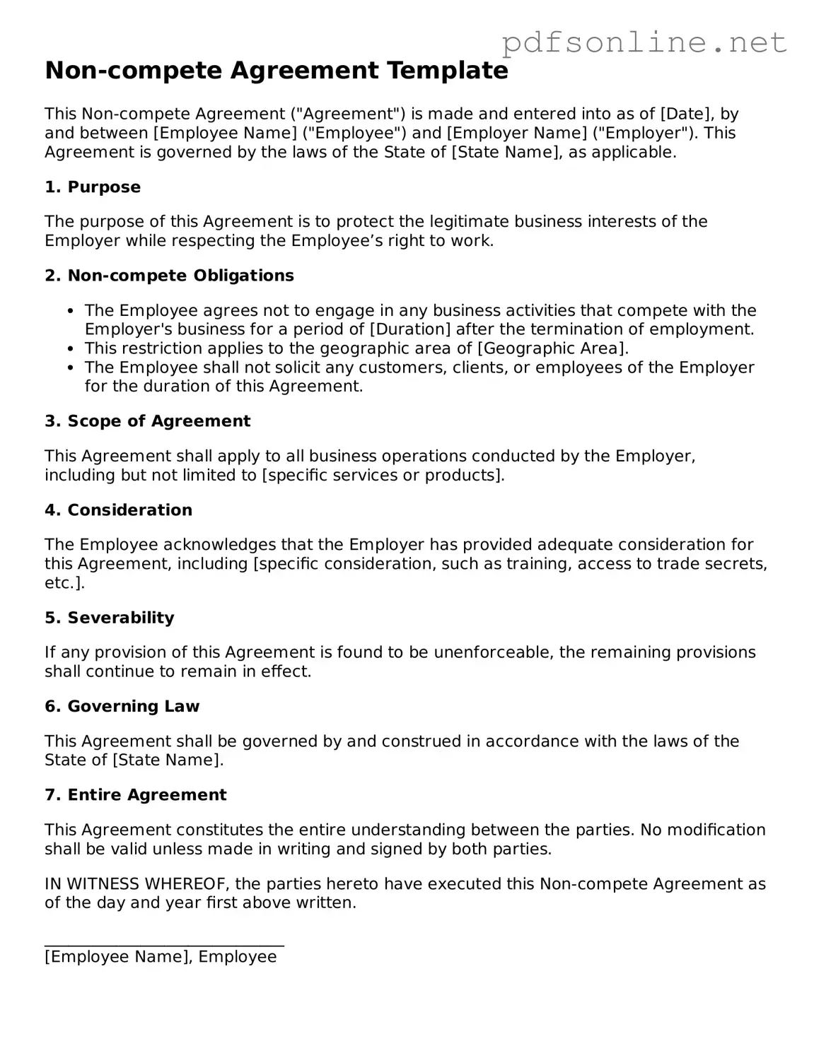 Attorney-Approved Non-compete Agreement Form