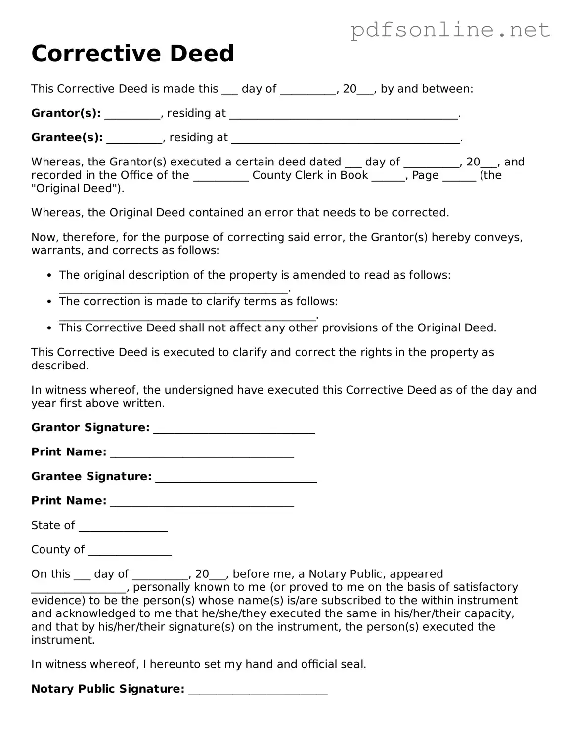 Attorney-Approved Corrective Deed Form