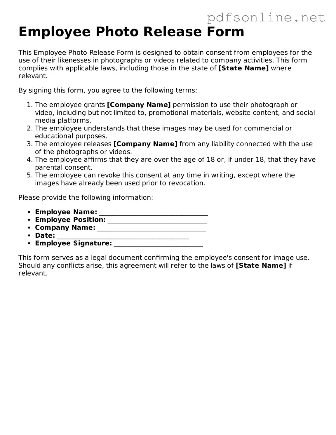 Attorney-Approved Employee Photo Release Form
