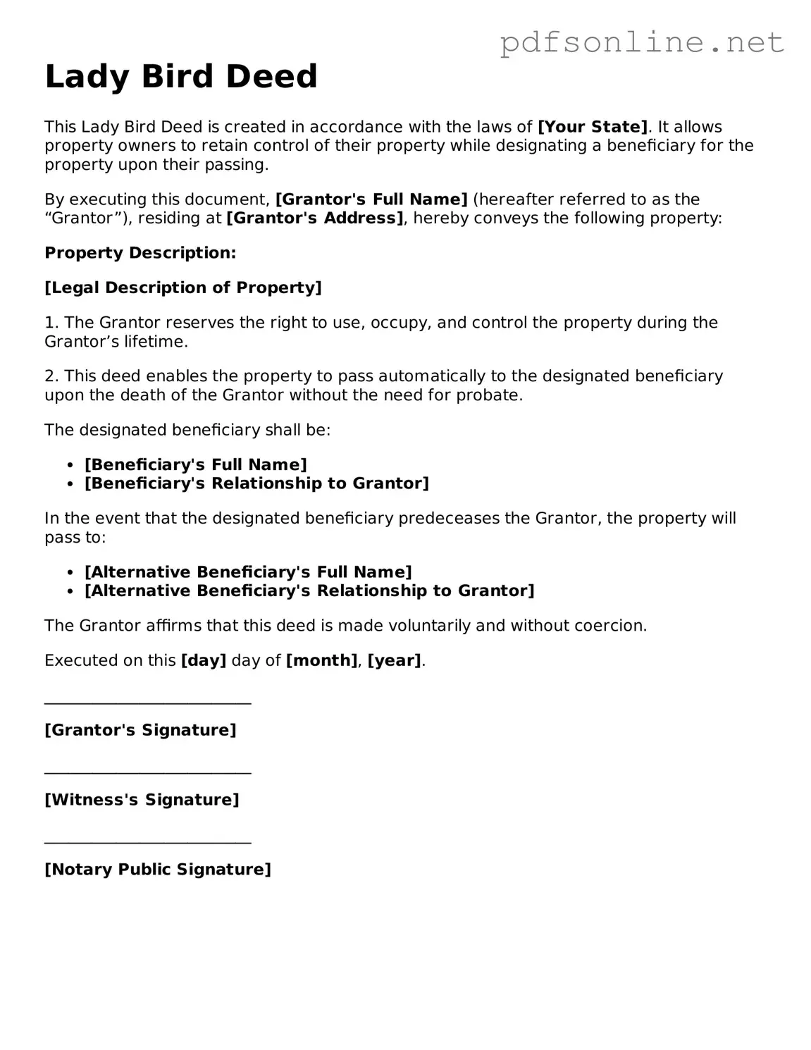 Attorney-Approved Lady Bird Deed Form