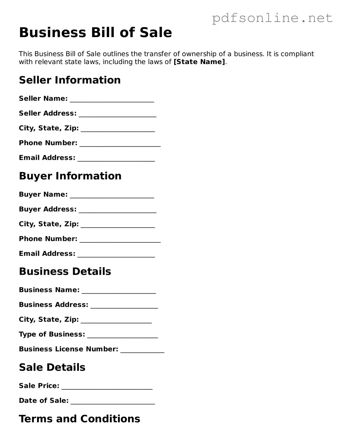 Attorney-Approved Business Bill of Sale Form