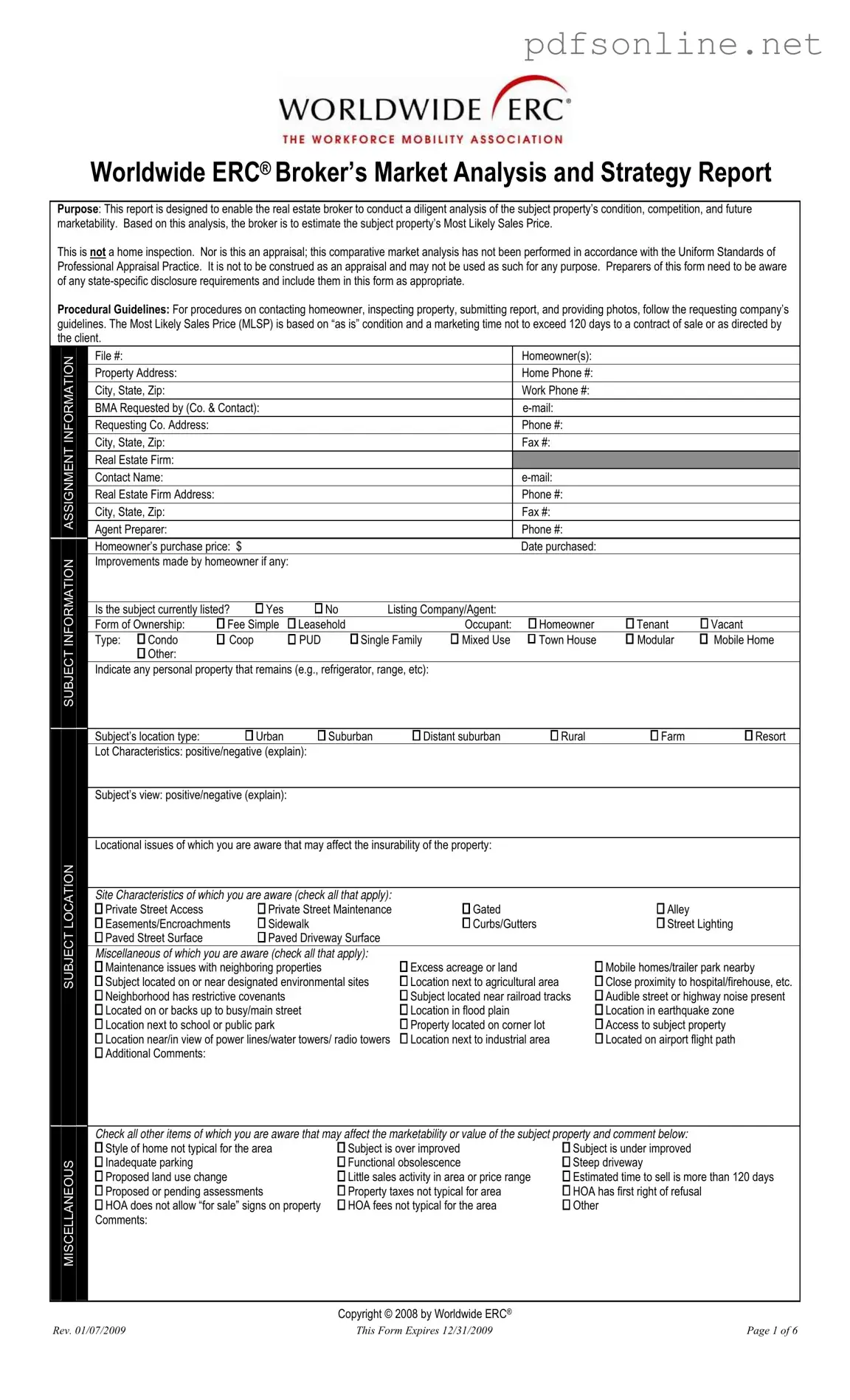 Free Erc Broker Market Analysis PDF Form