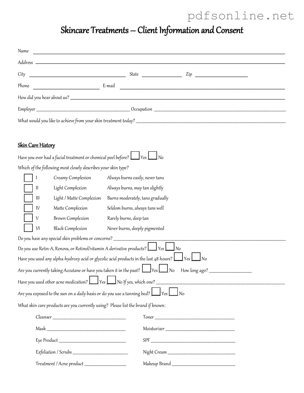 Free Facial Consent PDF Form