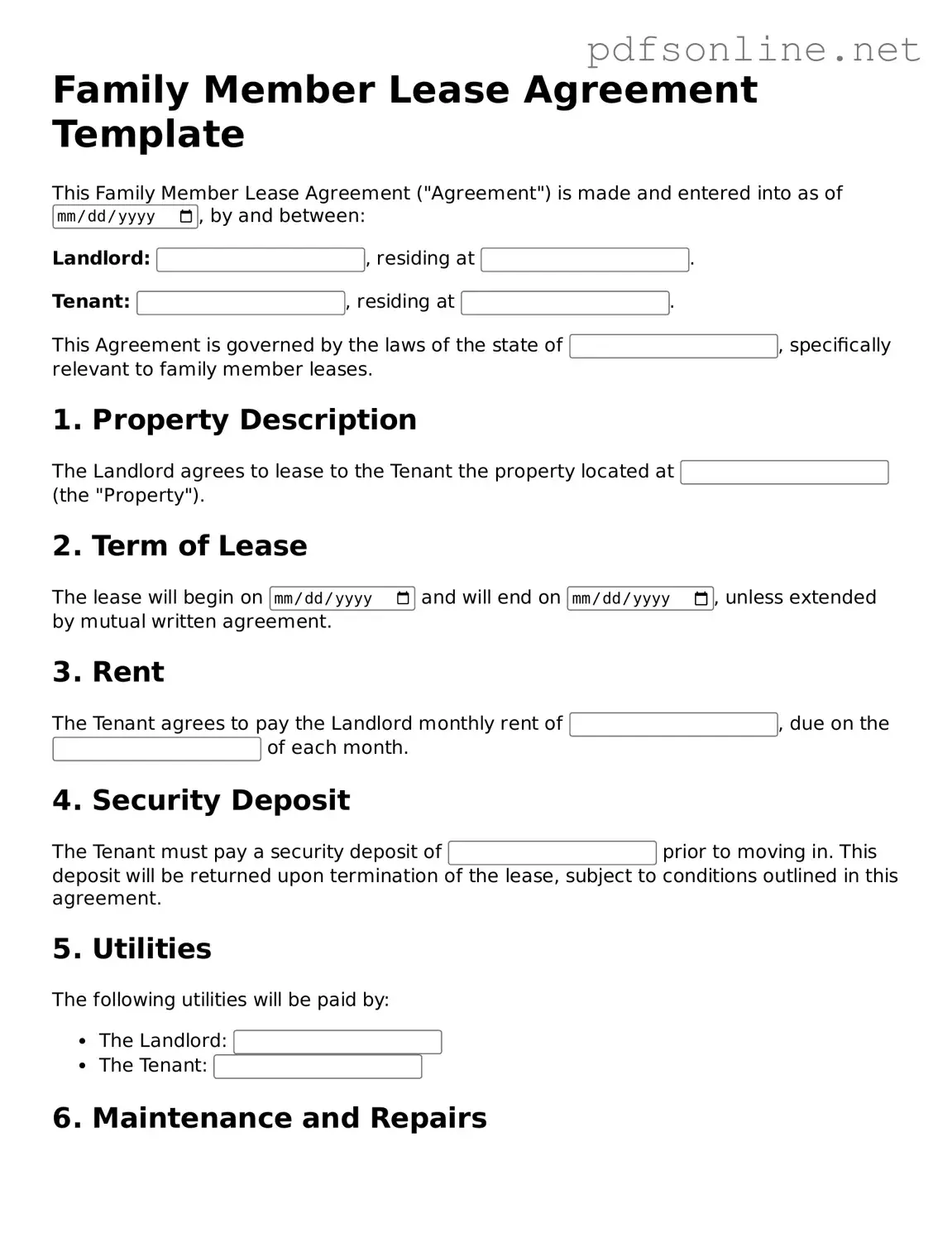 Attorney-Approved Family Member Lease Agreement Form