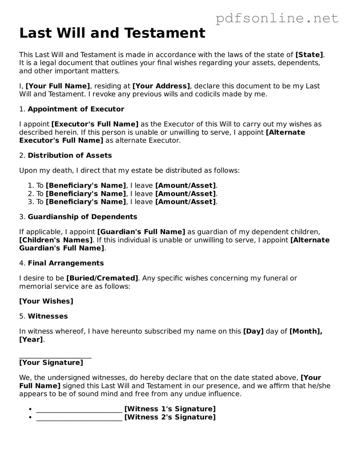 Attorney-Approved Last Will and Testament Form