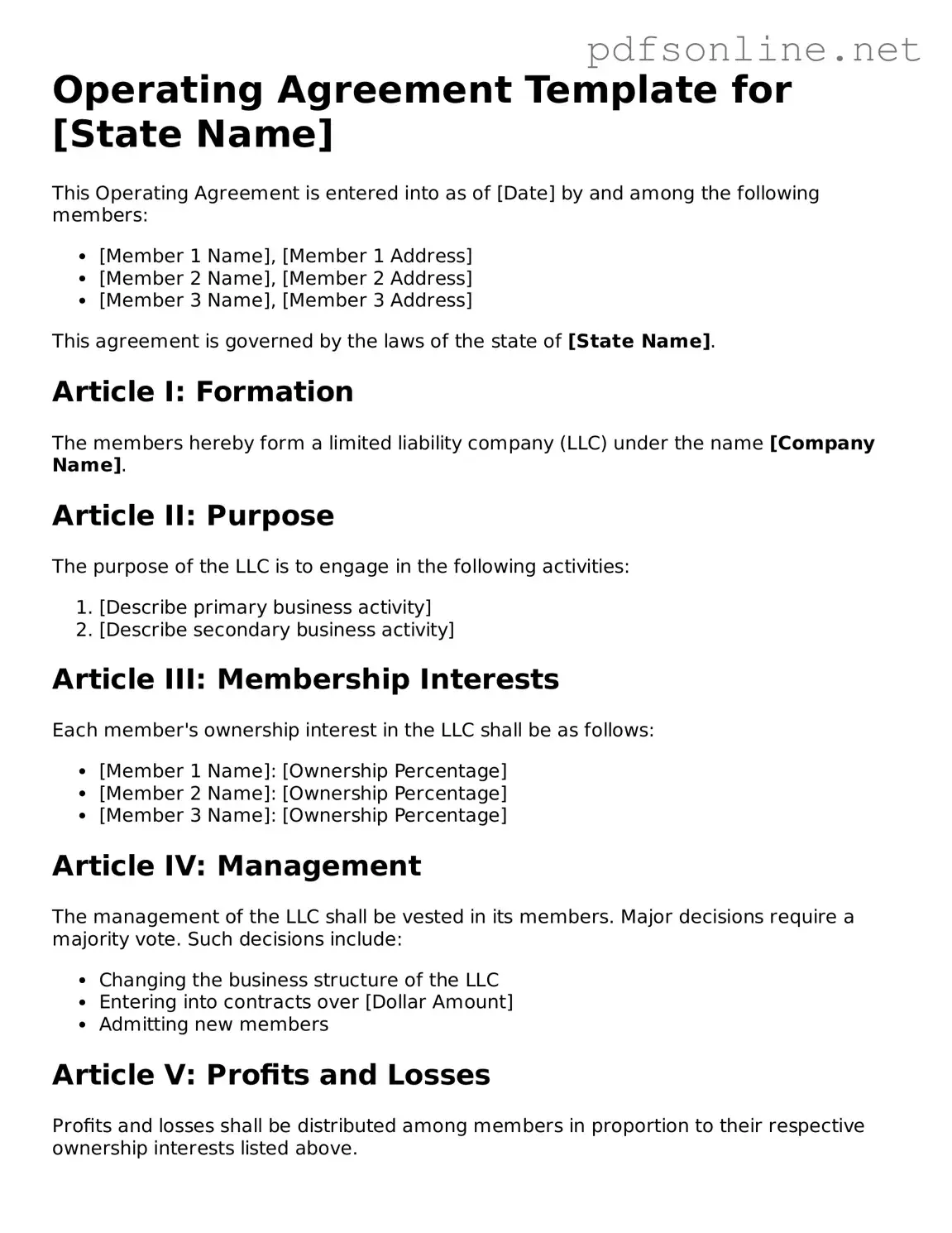 Attorney-Approved Operating Agreement Form