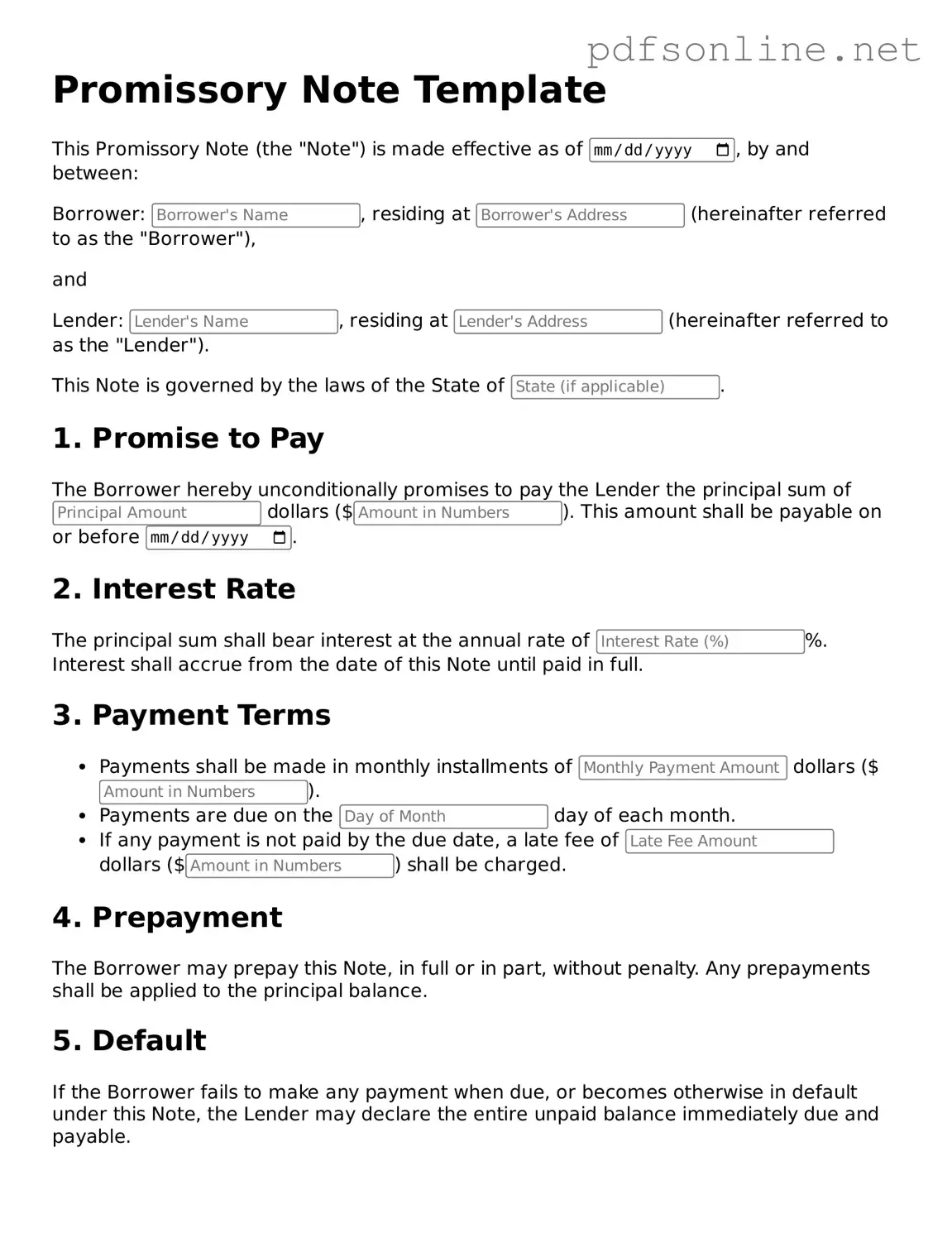 Attorney-Approved Promissory Note Form