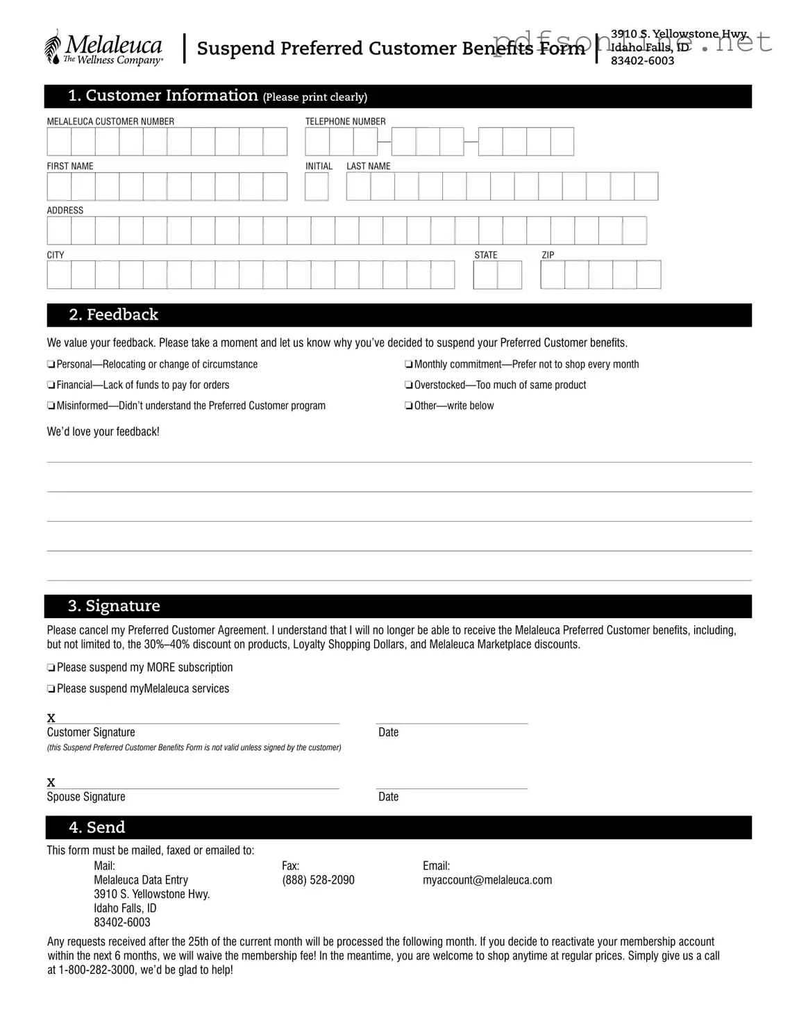 Free Melaleuca Cancellation PDF Form