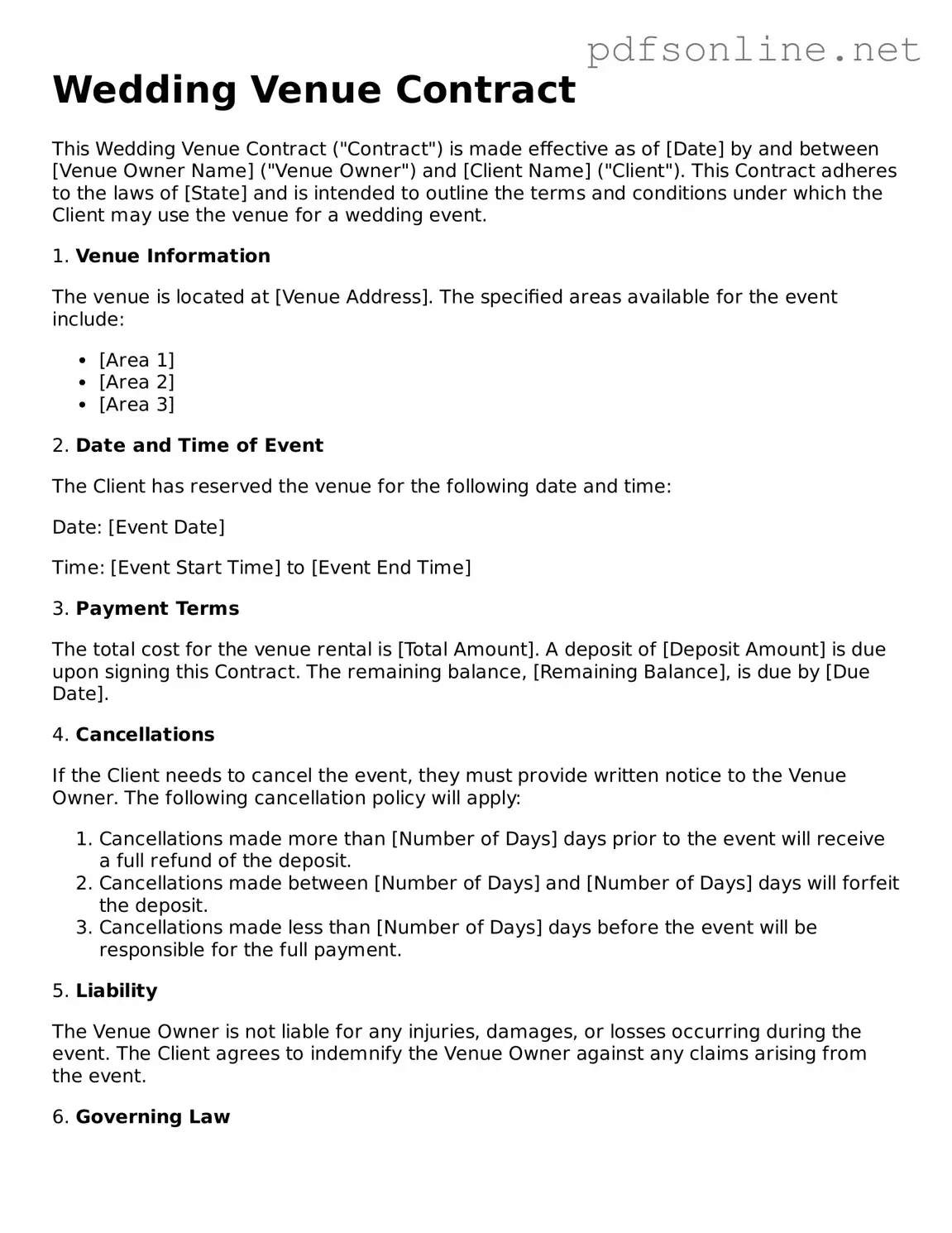 Attorney-Approved Wedding Venue Contract Form