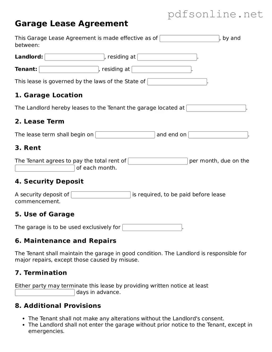 Attorney-Approved Garage Lease Agreement Form