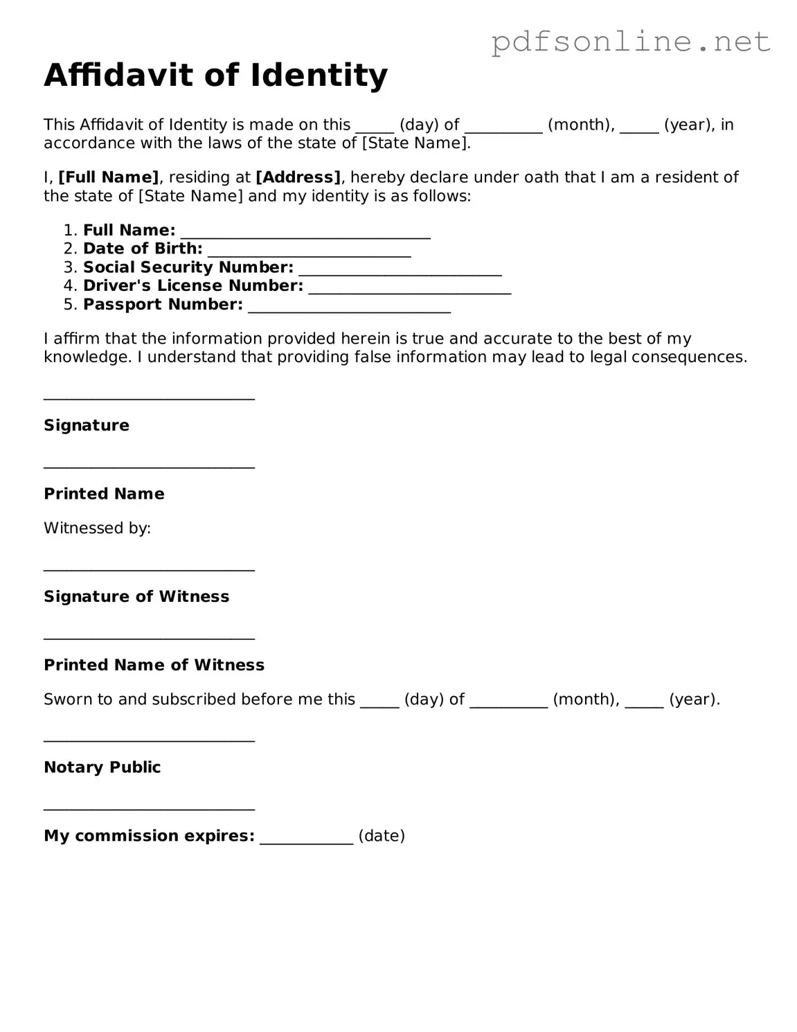 Attorney-Approved Affidavit of Identity Form