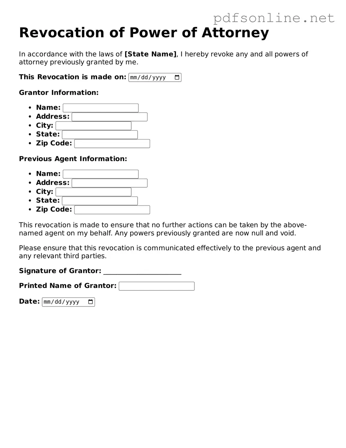 Attorney-Approved Revocation of Power of Attorney Form