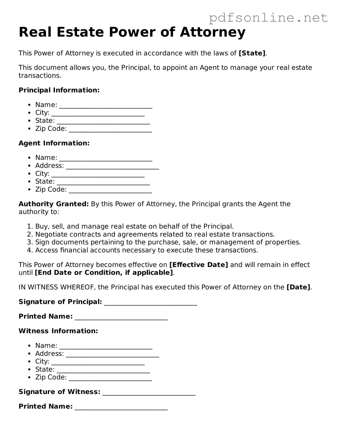 Attorney-Approved Real Estate Power of Attorney Form