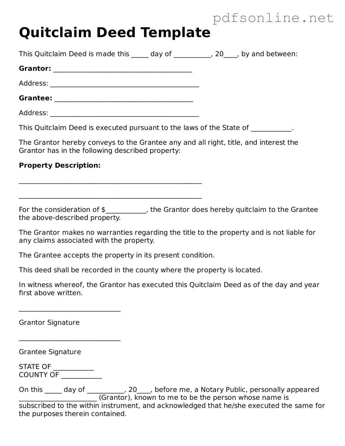 Attorney-Approved Quitclaim Deed Form