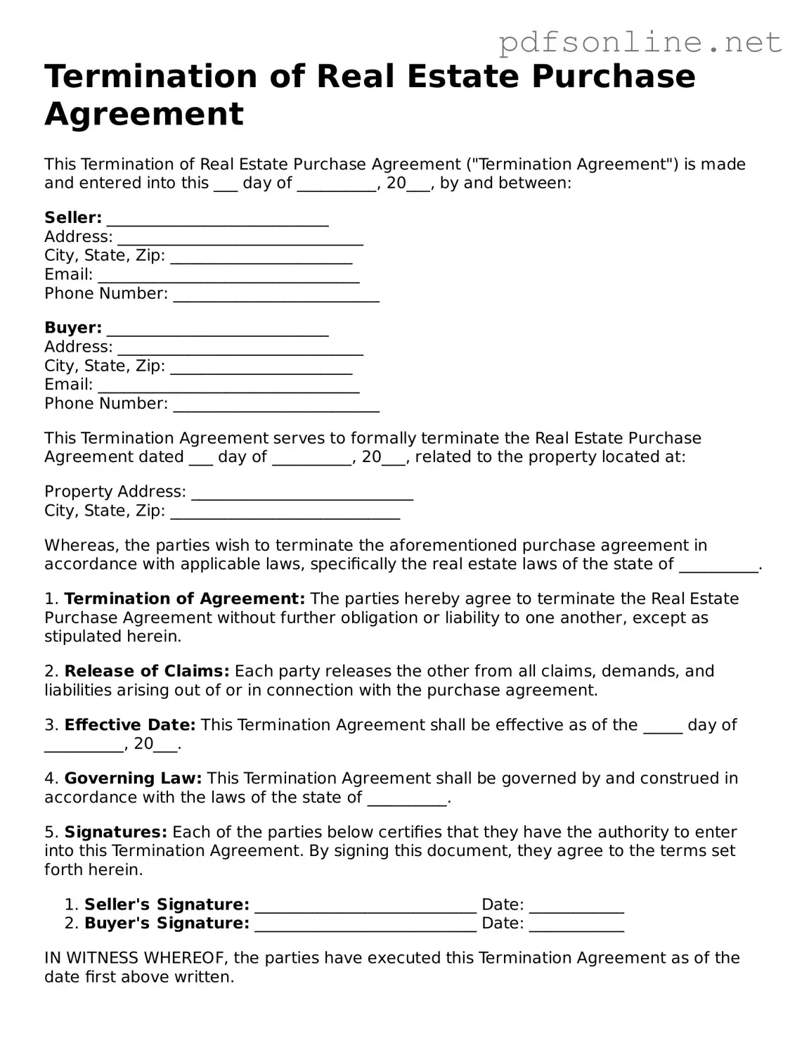 Attorney-Approved Termination of Real Estate Purchase Agreement Form