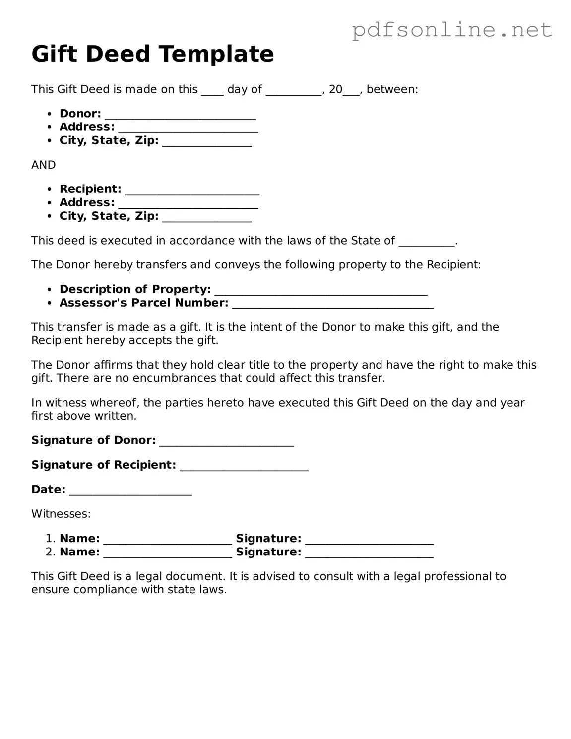 Attorney-Approved Gift Deed Form