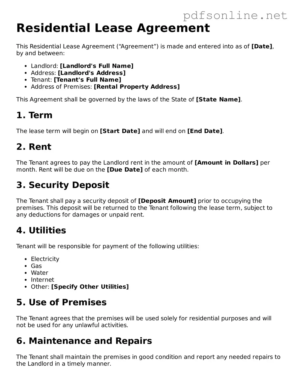 Attorney-Approved Lease Agreement Form