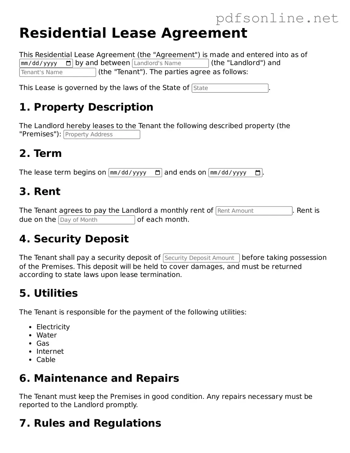Attorney-Approved Residential Lease Agreement Form
