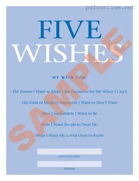 Free 5 Wishes Document PDF Form