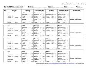 Free Baseball Assessment PDF Form
