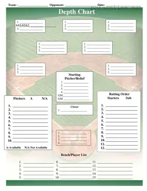 Free Baseball Field Lineup PDF Form