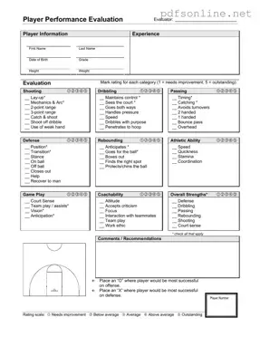 Free Basketball Evaluation PDF Form