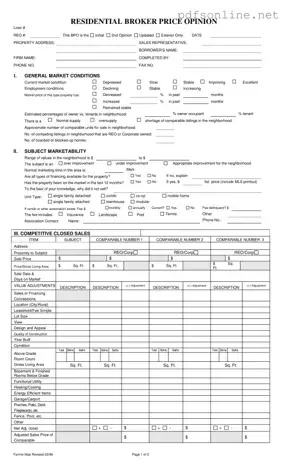 Free Broker Price Opinion PDF Form