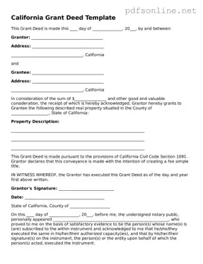 Legal Deed Template for the State of California