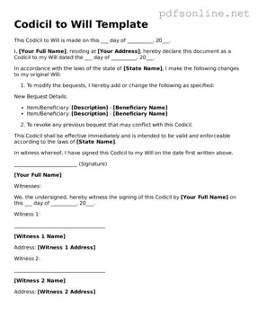 Attorney-Approved Codicil to Will Form