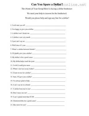 Free Donated A Dollar PDF Form