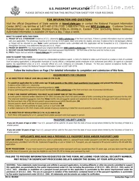 Free DS-11 U.S. Passport application PDF Form