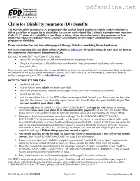 Free EDD DE 2501 PDF Form