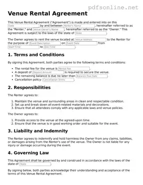 Attorney-Approved Venue Rental Agreement Form