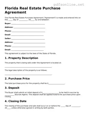 Legal Real Estate Purchase Agreement Template for the State of Florida