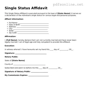 Attorney-Approved Single Status Affidavit Form