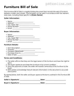 Attorney-Approved Furniture Bill of Sale Form