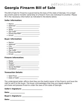 Legal Firearm Bill of Sale Template for the State of Georgia
