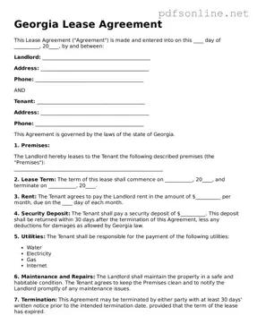 Legal Lease Agreement Template for the State of Georgia