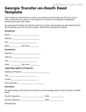Legal Transfer-on-Death Deed Template for the State of Georgia